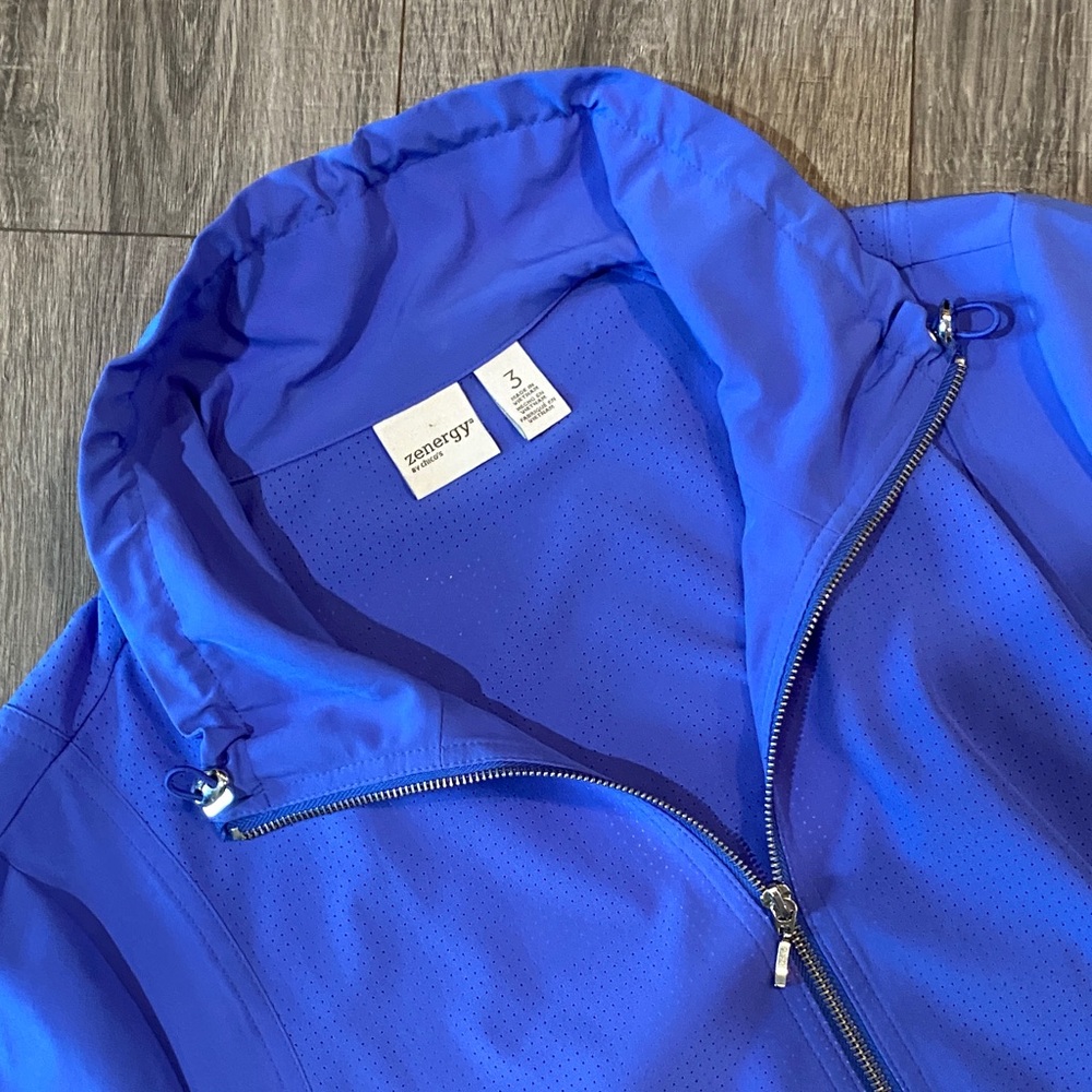 Zenergy by Chico's Perforated Jacket in Bright Blue - Picture 3 of 9